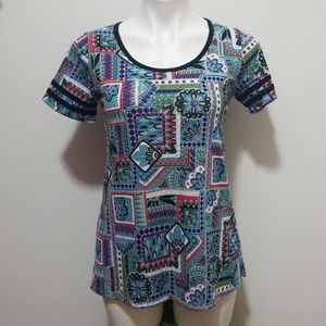 Lularoe Blue Geometric Print High Low Top